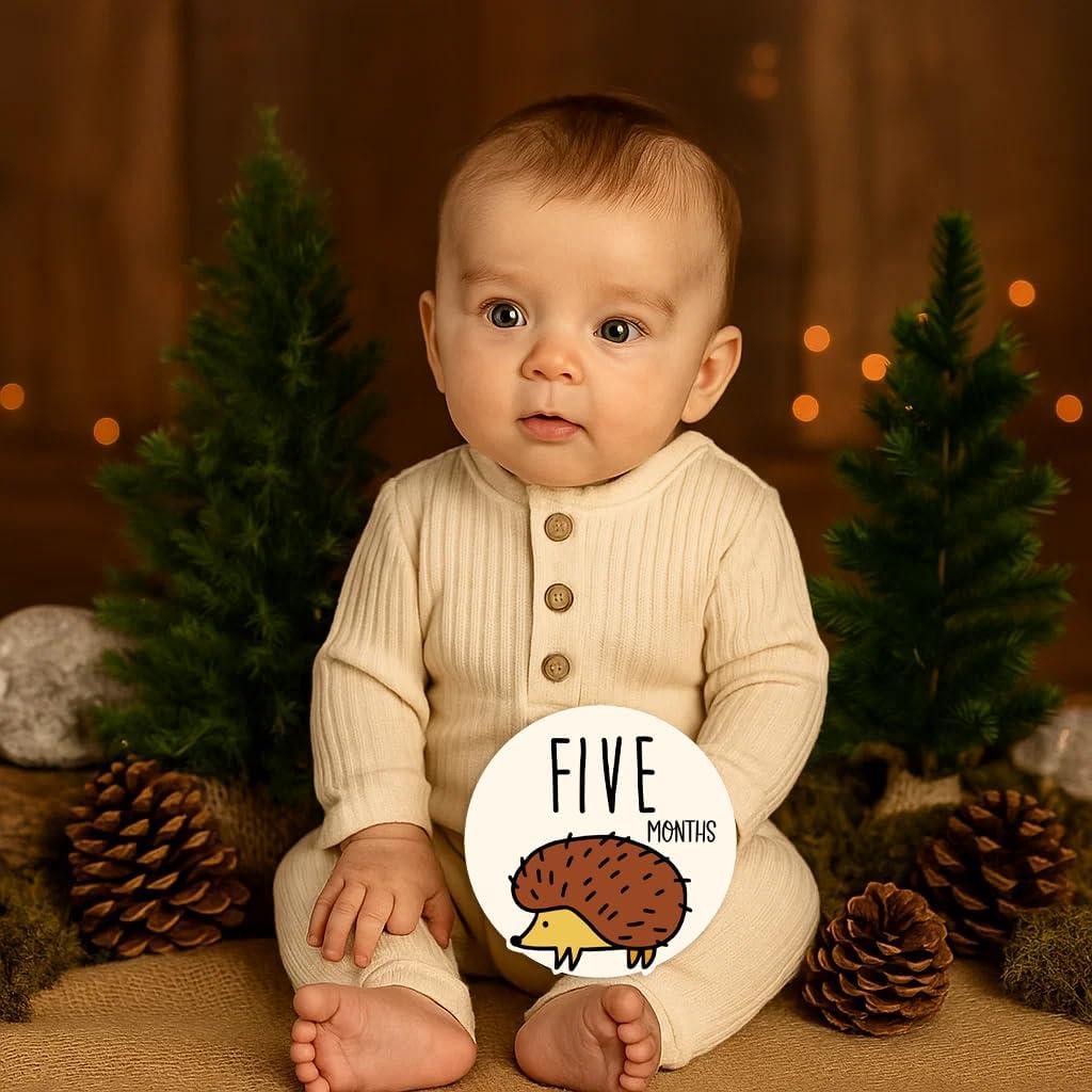 Discos de Hitos Mensuales para Bebés Ouksma - Madera 10.16 cm