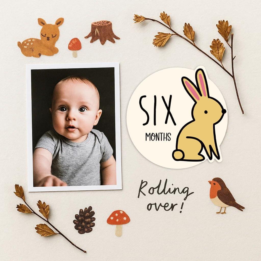 Discos de Hitos Mensuales para Bebés Ouksma - Madera 10.16 cm