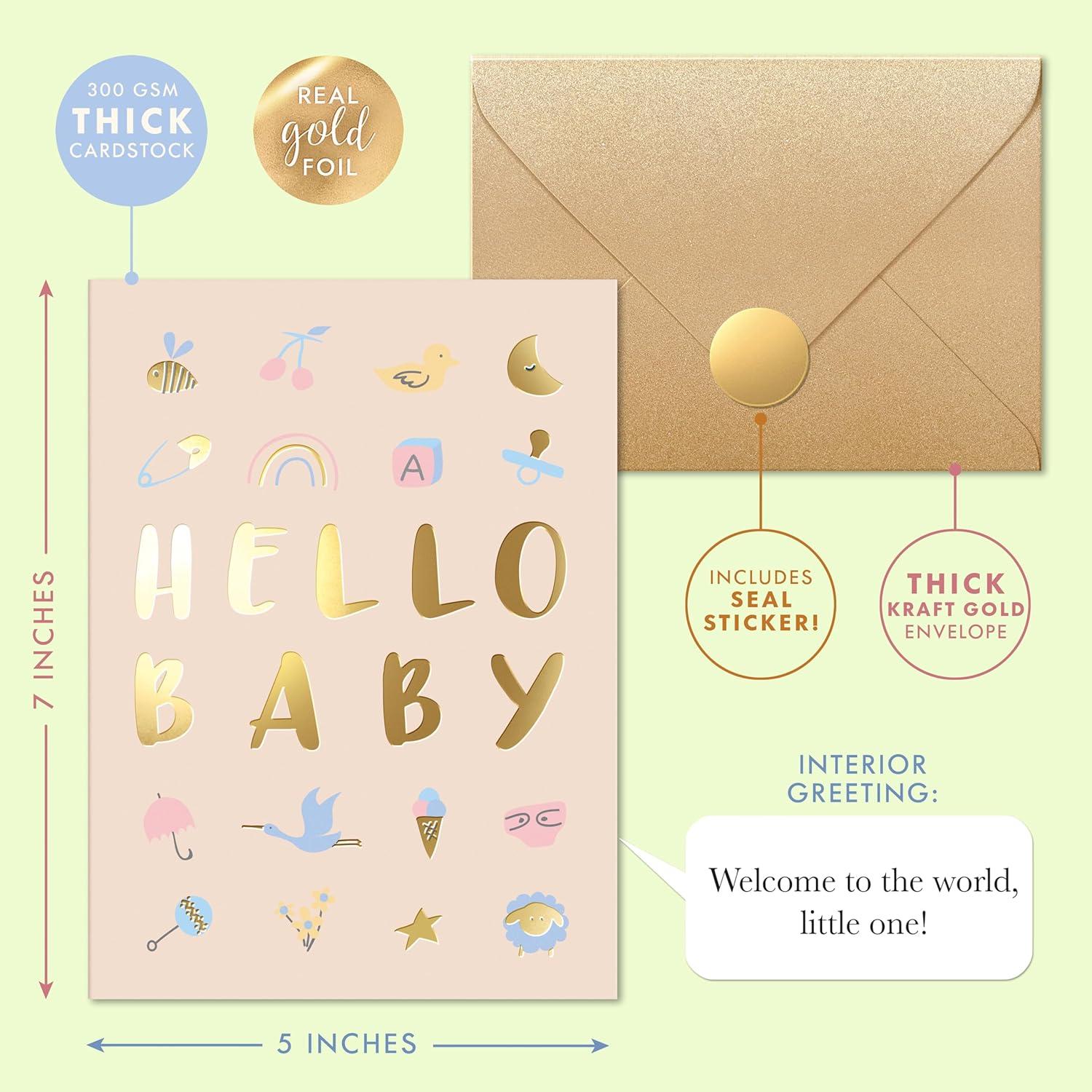 Tarjeta de Baby Shower Sweetzer & Orange con Foil Dorado 12.7x17.8 cm