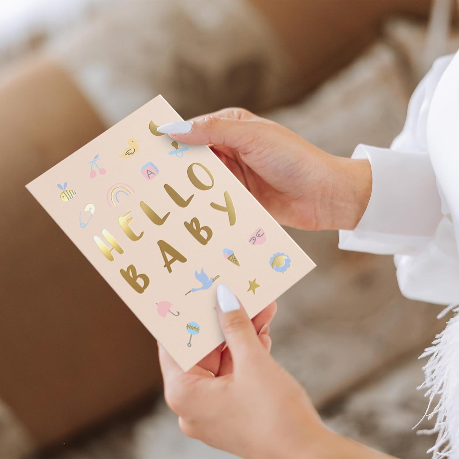 Tarjeta de Baby Shower Sweetzer & Orange con Foil Dorado 12.7x17.8 cm