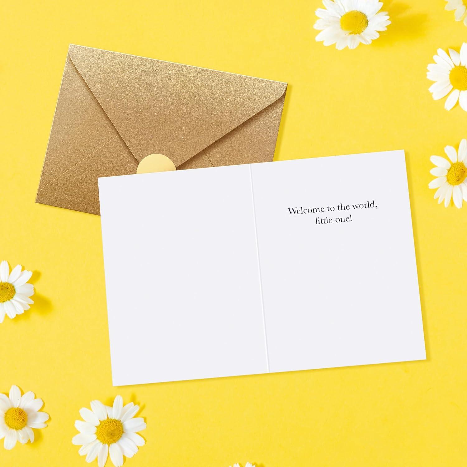 Tarjeta de Baby Shower Sweetzer & Orange con Foil Dorado 12.7x17.8 cm