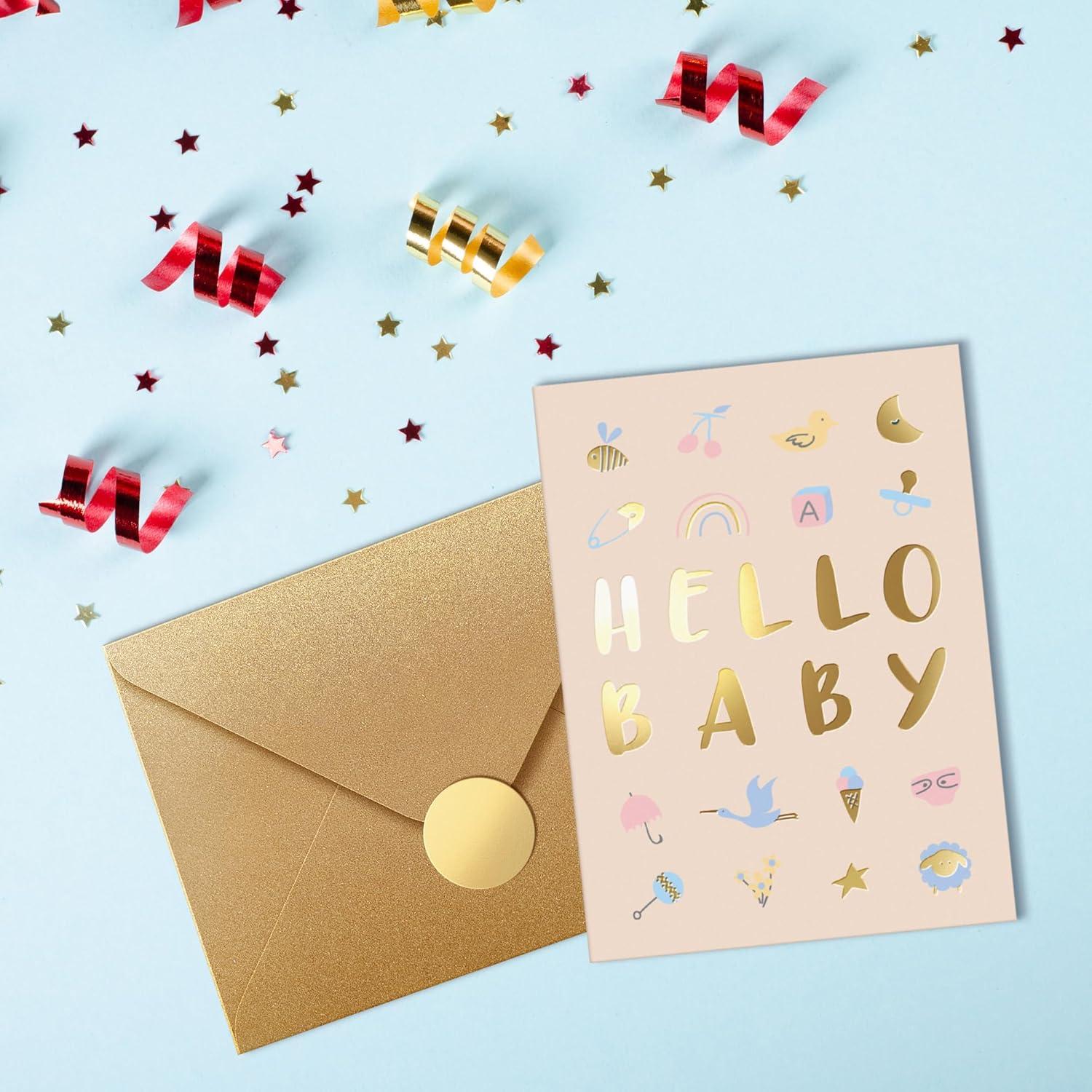 Tarjeta de Baby Shower Sweetzer & Orange con Foil Dorado 12.7x17.8 cm