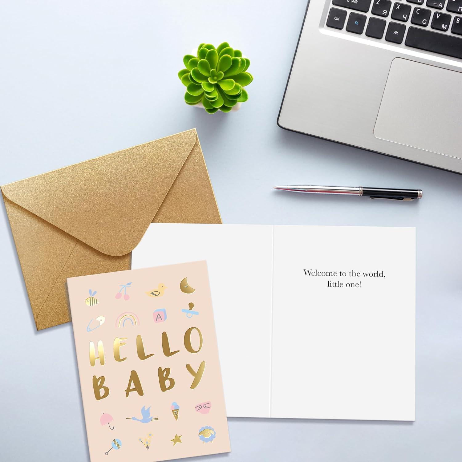 Tarjeta de Baby Shower Sweetzer & Orange con Foil Dorado 12.7x17.8 cm