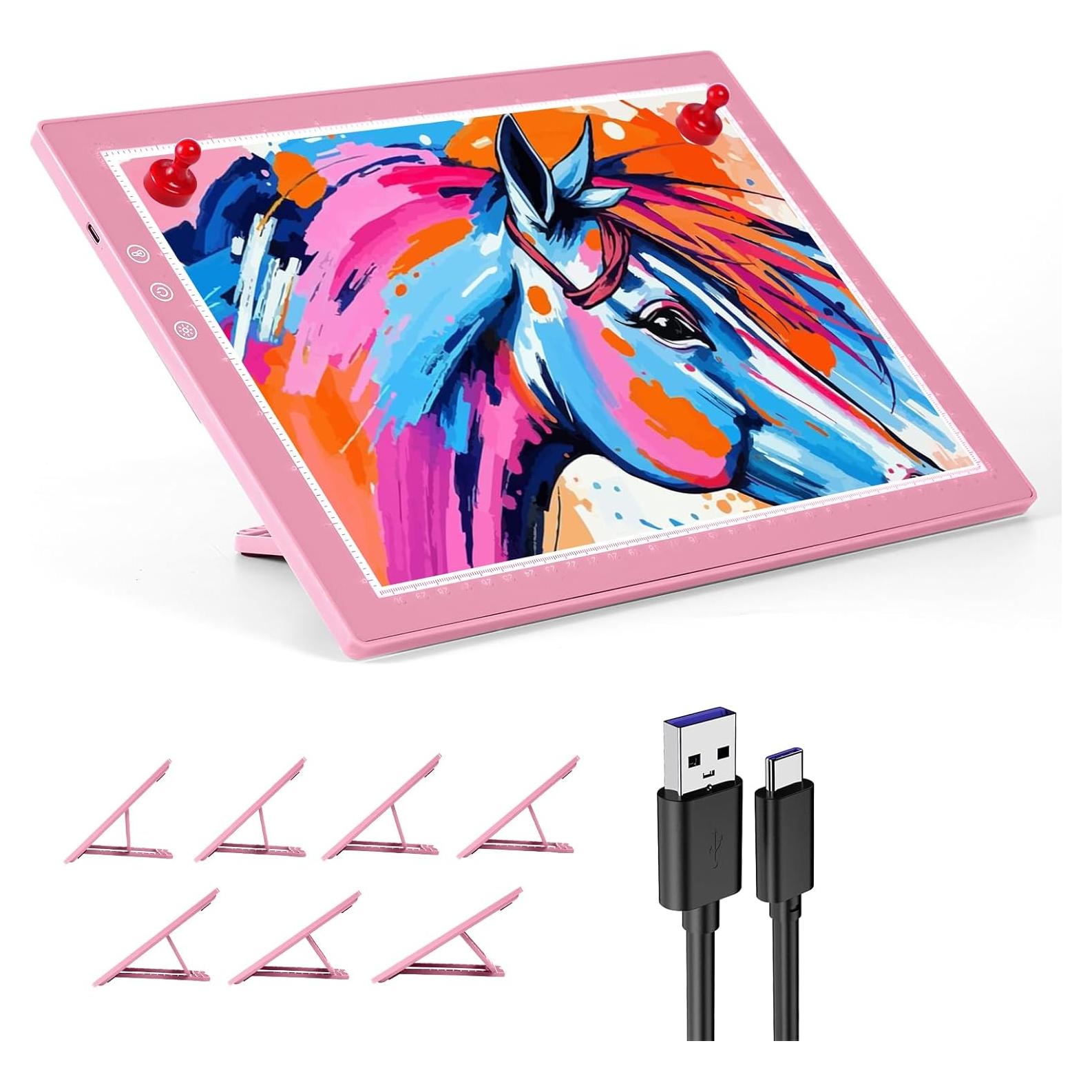 Tableta de Luz Recargable XVV A4 Rosa con 3 Modos de Color