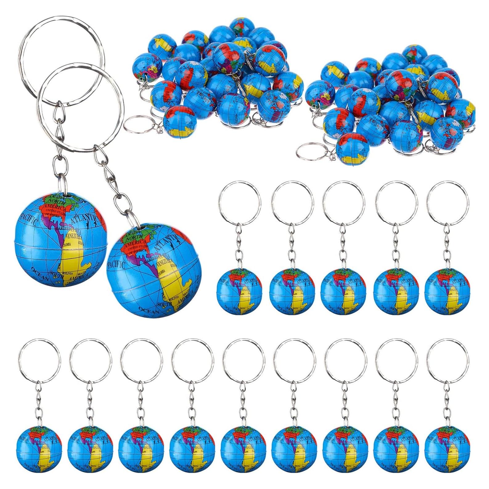 Llaveros Globo Tierra 1" Metal Colorido - 100 Unidades