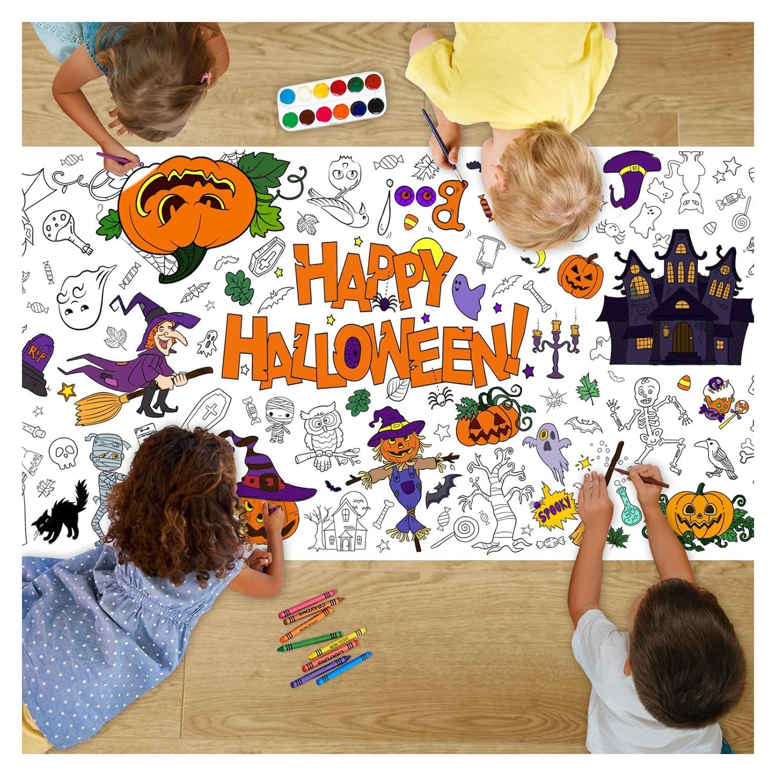 Mantel de Colorear Gigante Halloween AWHETIE 182.88x76.2 cm
