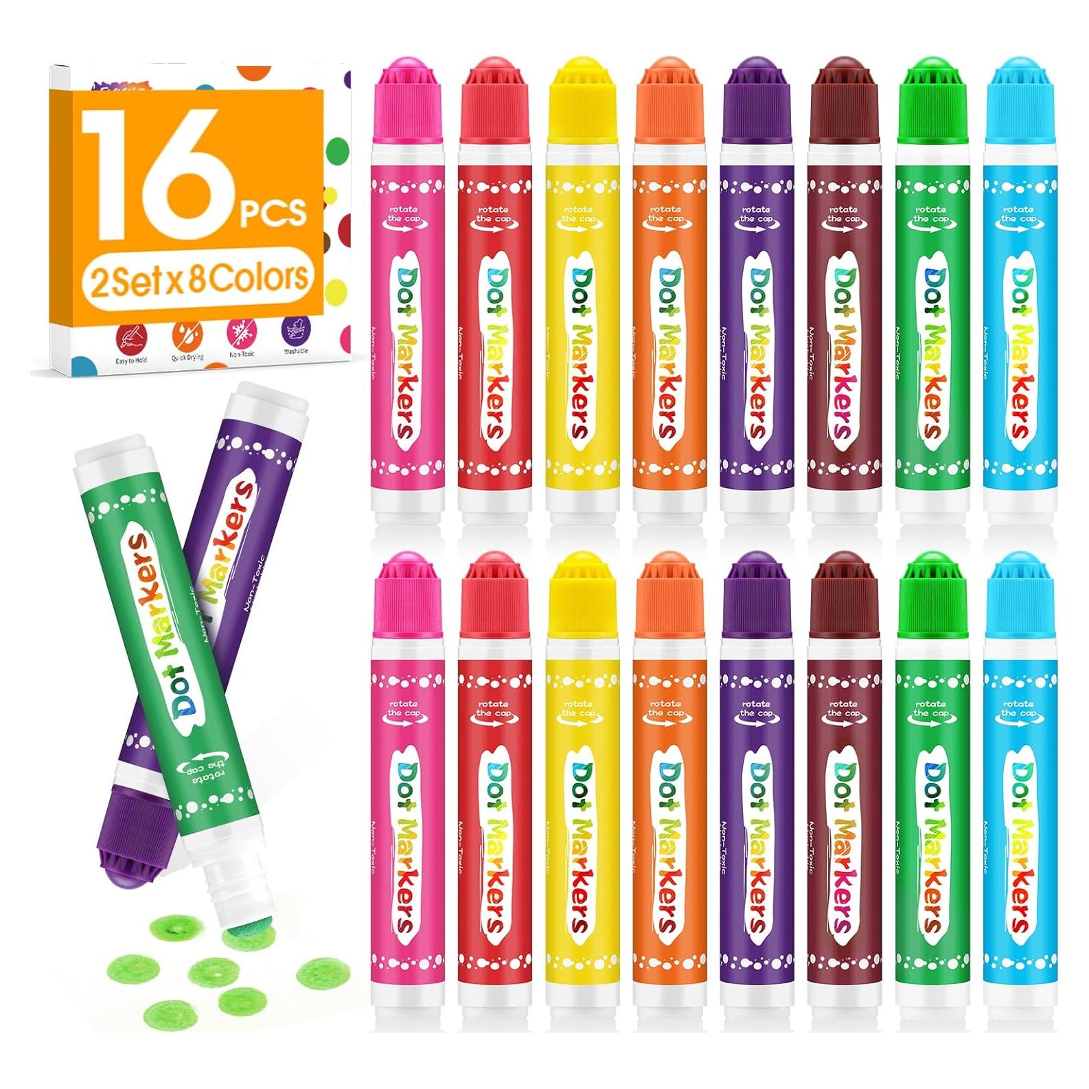 FUMILE 16 Marcadores de Puntos Lavables para Niños 1-3 Años