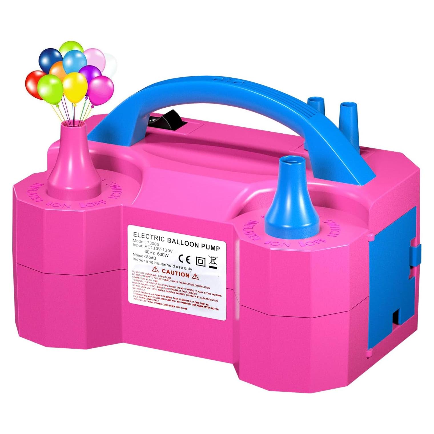 Bomba de Globos Eléctrica CLOMAY 600W Doble Boquilla Rosa