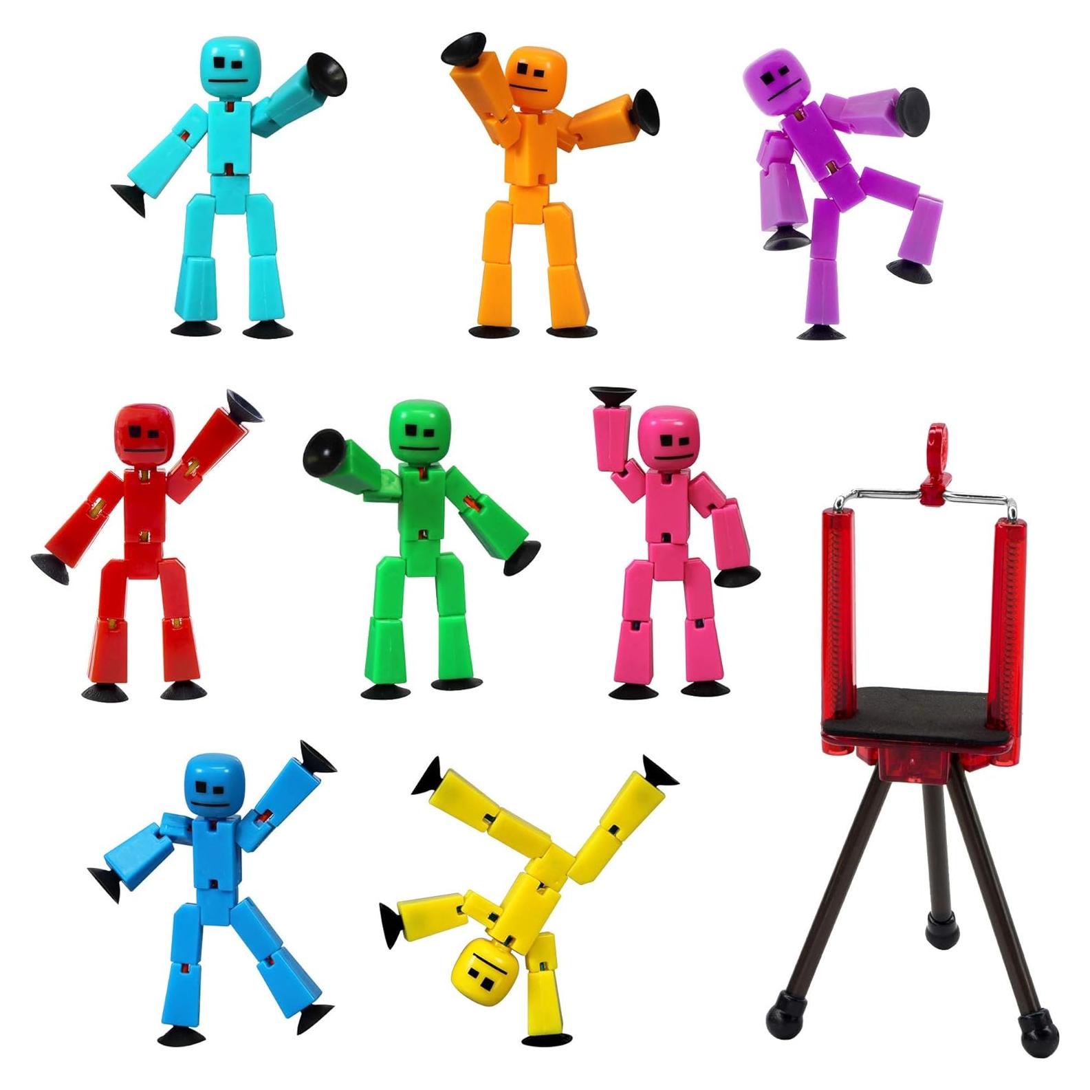 Set de 8 Stikbots Adhesivos con Trípode Rojo Ozwest