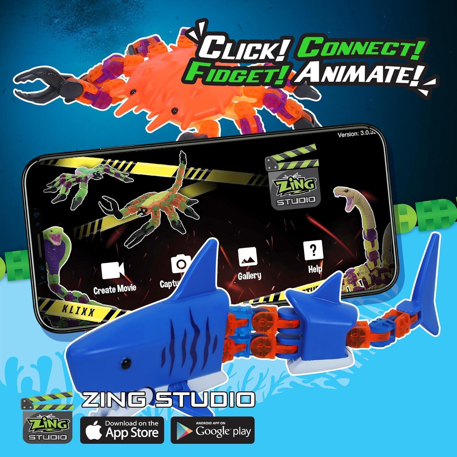 Combo Criaturas Klixx Oceánicas - Tiburón y Cangrejo, Juguetes Fidget