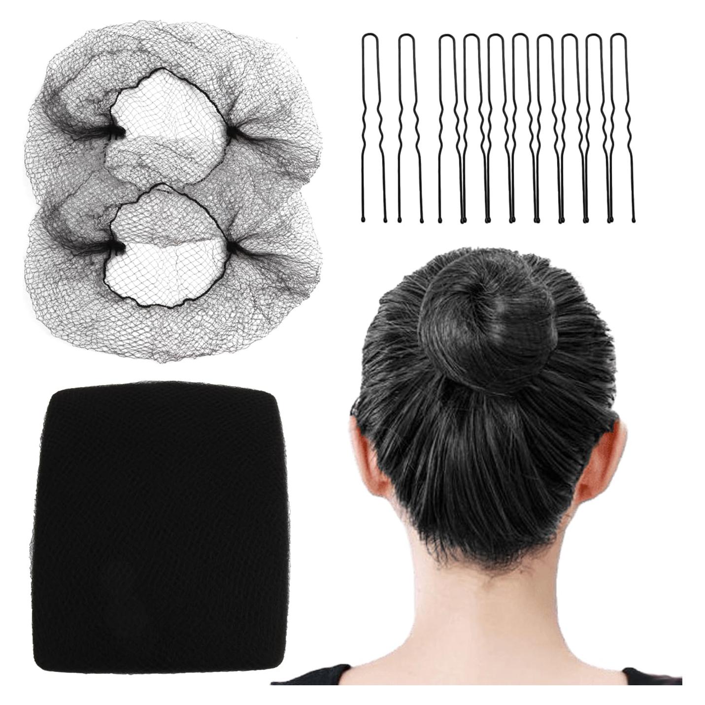 Juego de Red de Cabello y Pasadores YuXiang - 100 Pcs Negro