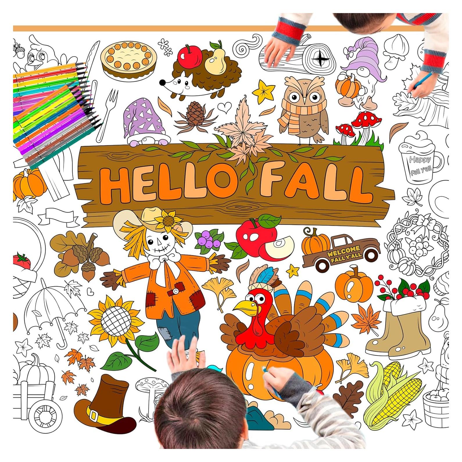 Póster Gigante para Colorear Hola Otoño HOWAF 118x84cm