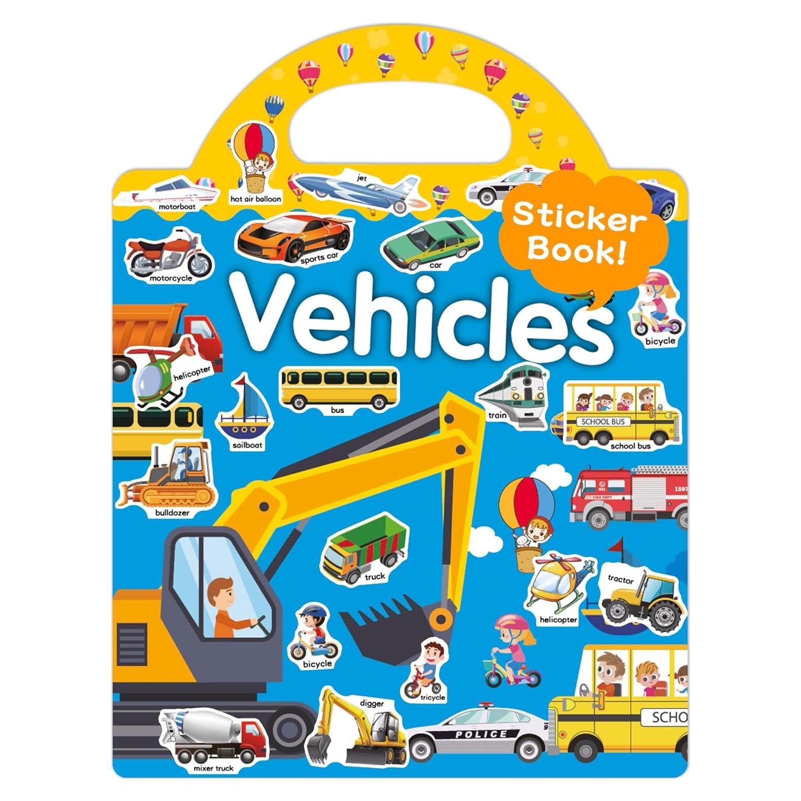 Libro de Pegatinas Reutilizables Benresive Vehículos 36 Piezas