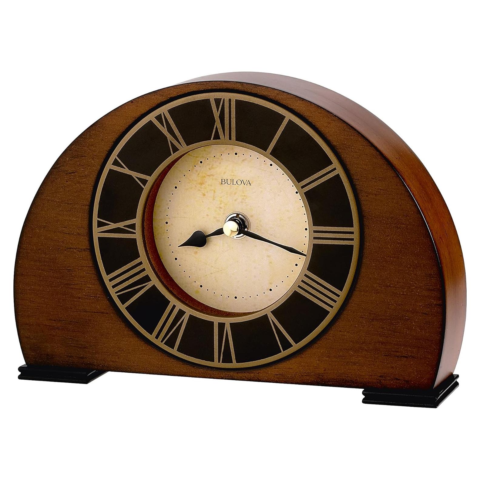 Reloj de Mesa Bulova B7340 Antiguo en Madera de Nogal