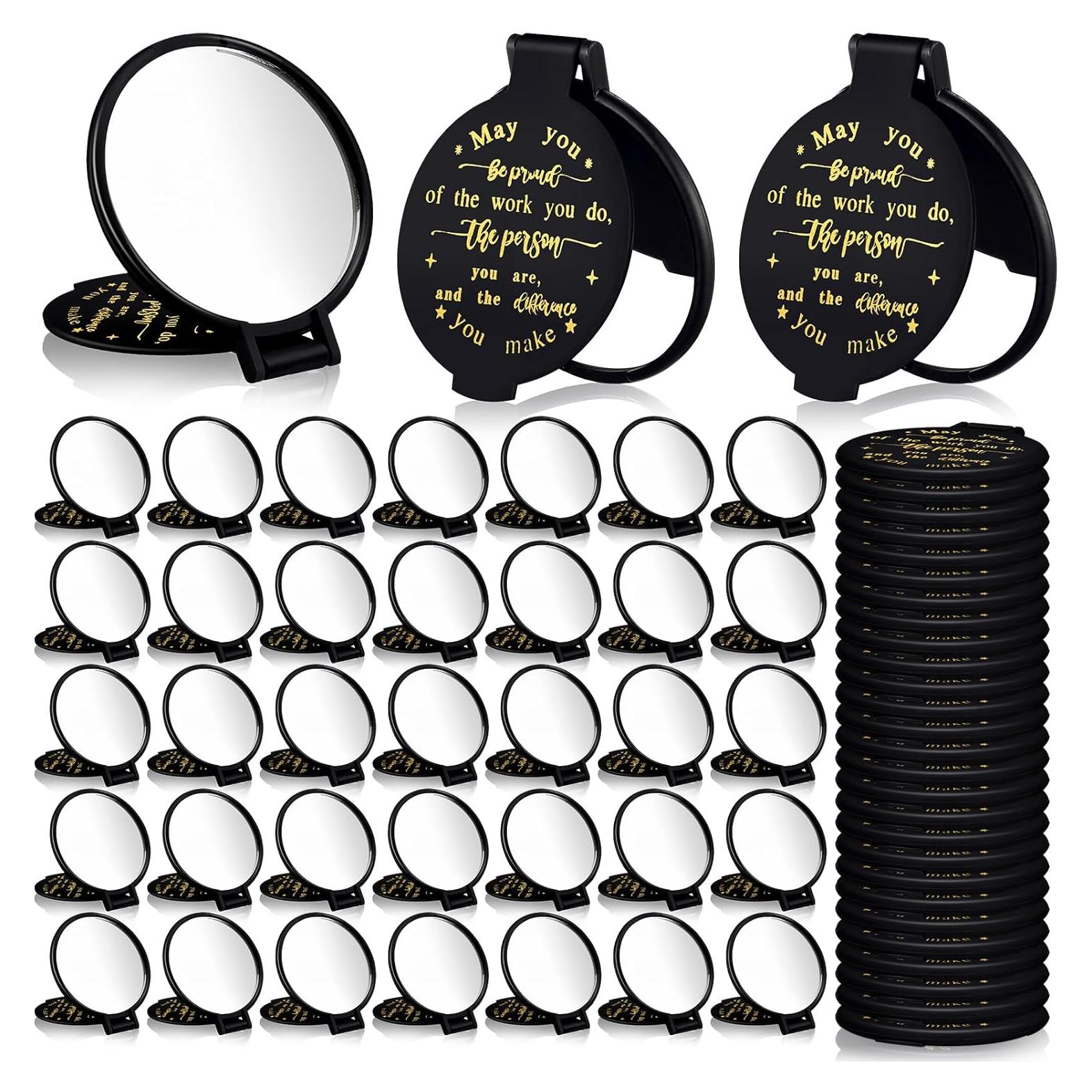 Espejos Compactos de Bolsillo Weysat - 48 Pcs Negros 6.3x7 cm