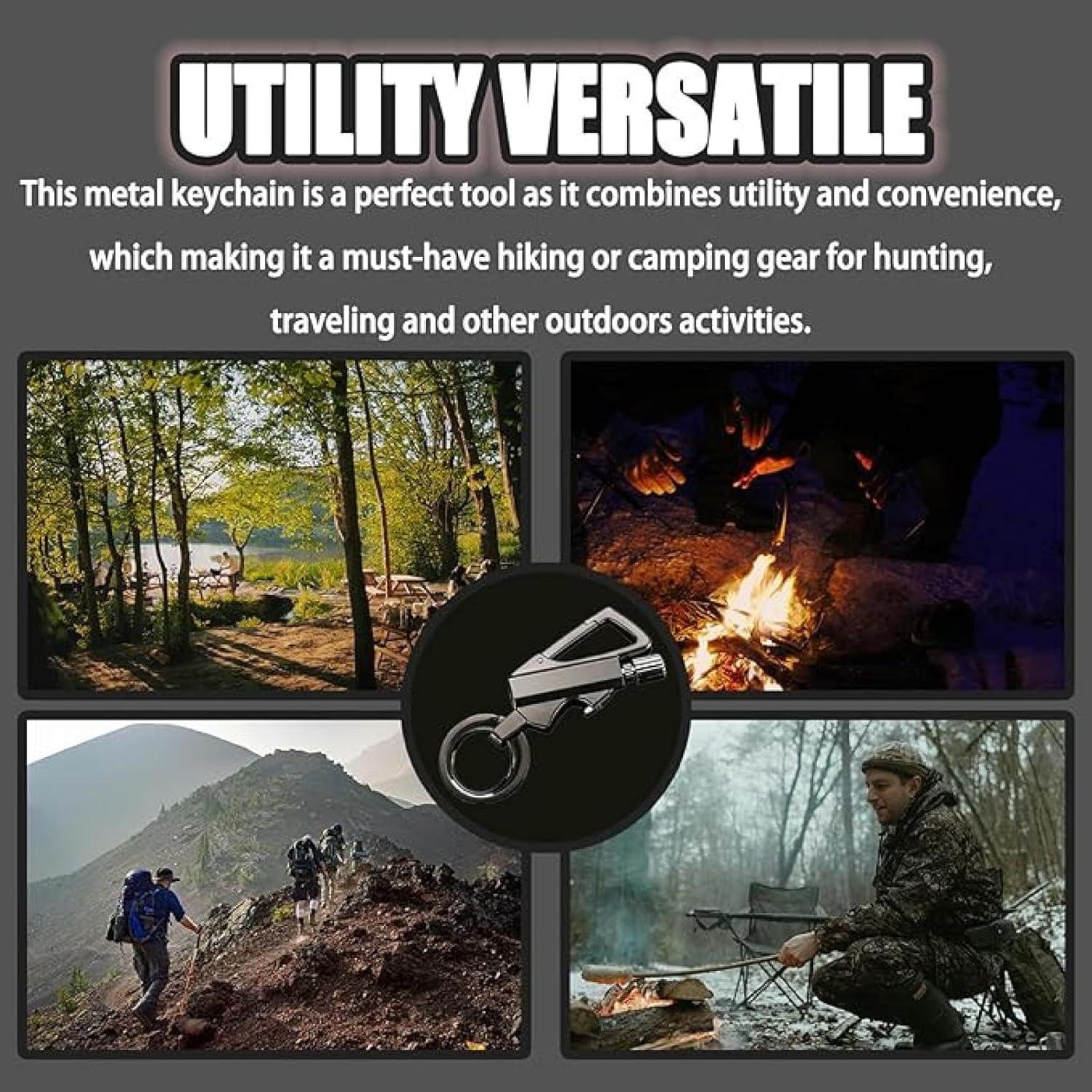 Keychain Lighter with Eternal Match, Windproof & Waterproof, Reusable Portable Butane-Free Multitool, Includes Bottle Opener, for Camping, Hiking, Outdoor Survival, Gift Box Included (Black)