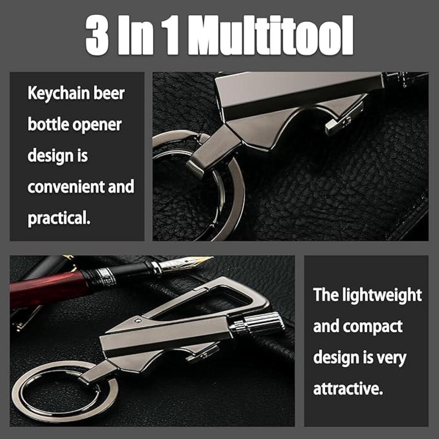 Keychain Lighter with Eternal Match, Windproof & Waterproof, Reusable Portable Butane-Free Multitool, Includes Bottle Opener, for Camping, Hiking, Outdoor Survival, Gift Box Included (Black)