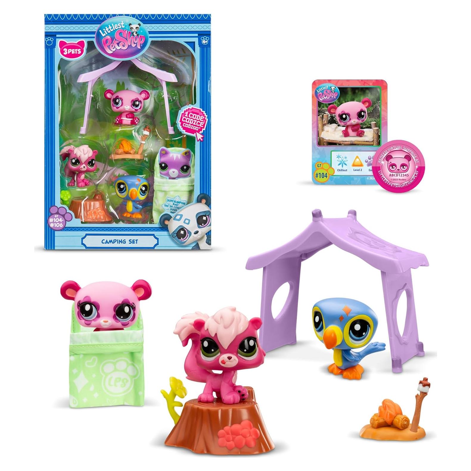 Set de Camping Littlest Pet Shop 3 Animales y Accesorios