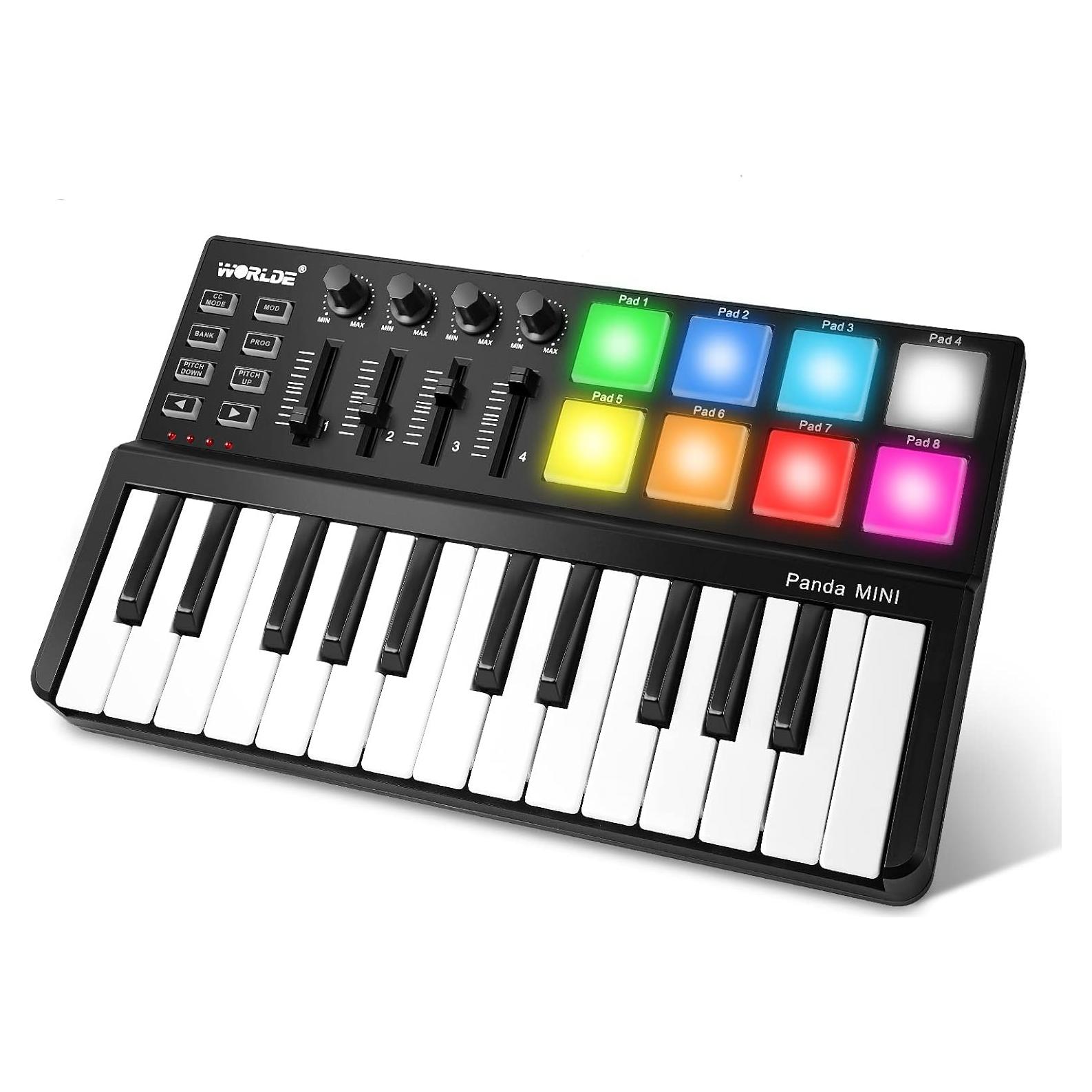 Teclado MIDI Vangoa 25 Teclas USB con Pads de Batería