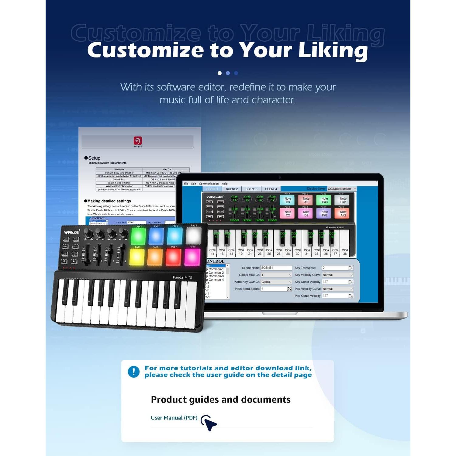 Teclado MIDI Vangoa 25 Teclas USB con Pads de Batería