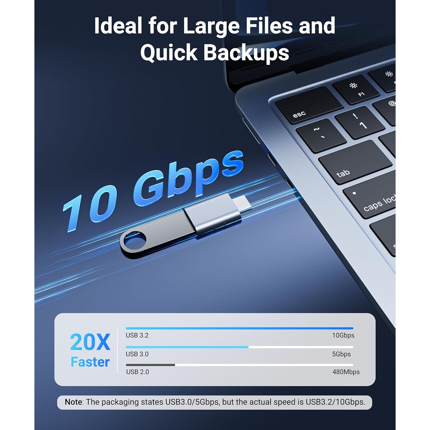 Adaptador USB C Macho a USB 3 Hembra Syntech Azul - Paquete de 2