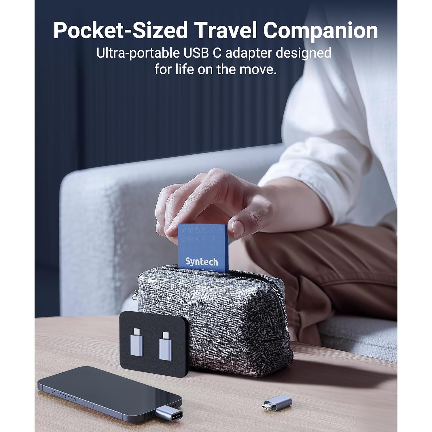 Adaptador USB C Macho a USB 3 Hembra Syntech Azul - Paquete de 2