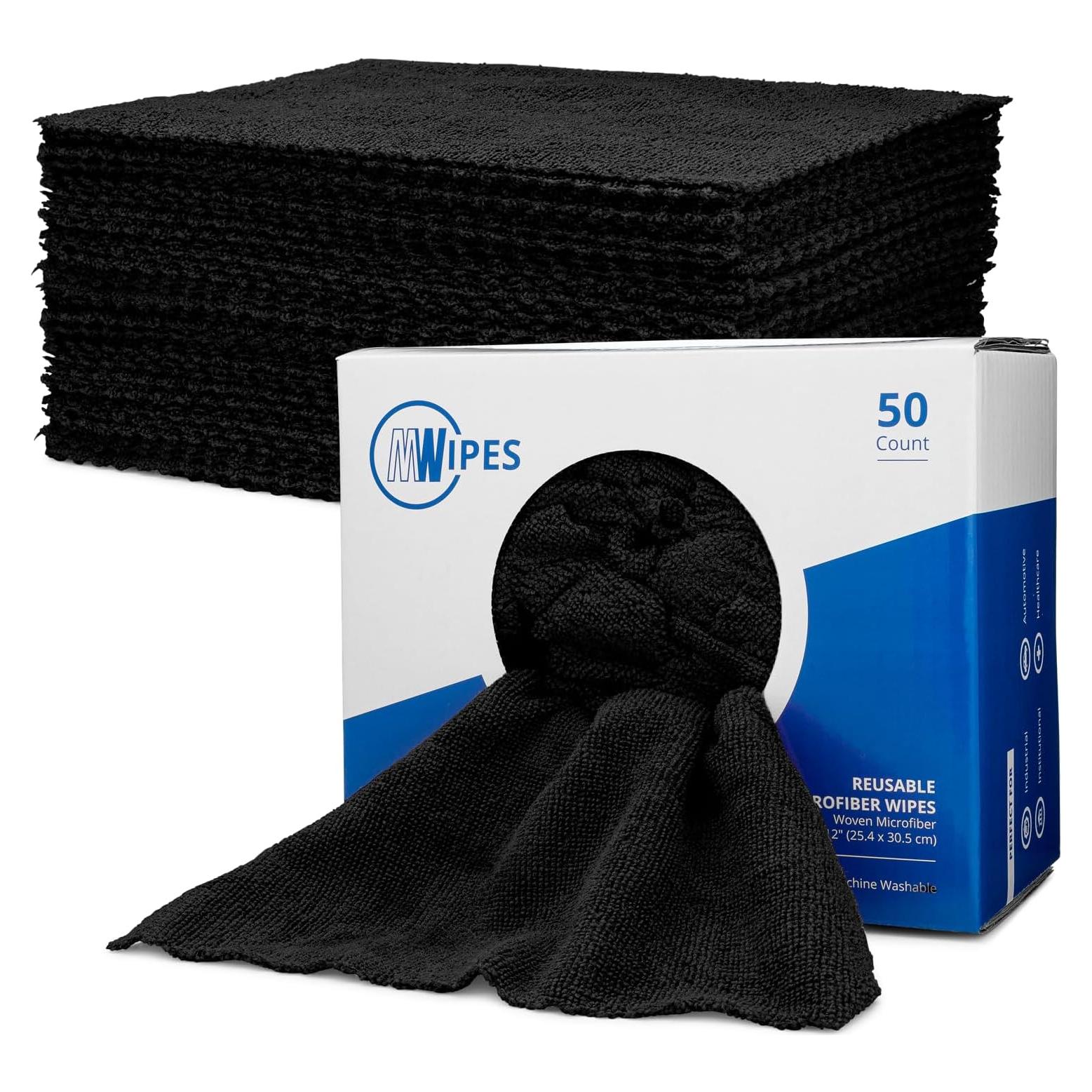 Toallas de Microfibra Negras MWipes 50 Unidades Lavables 200 GSM