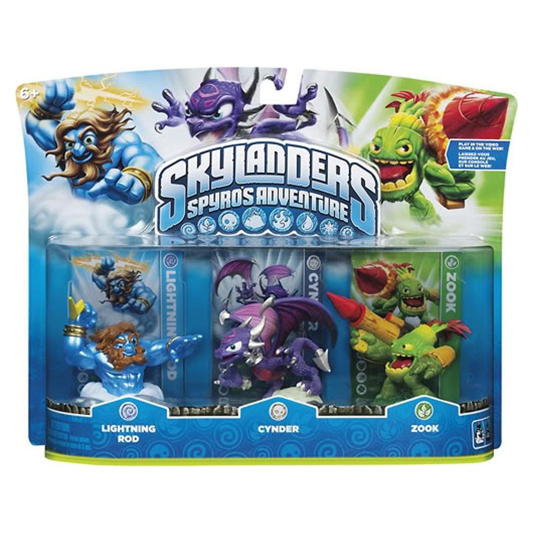 Paquete Triple Skylanders Activision: Cynder, Lightning Rod, Zook