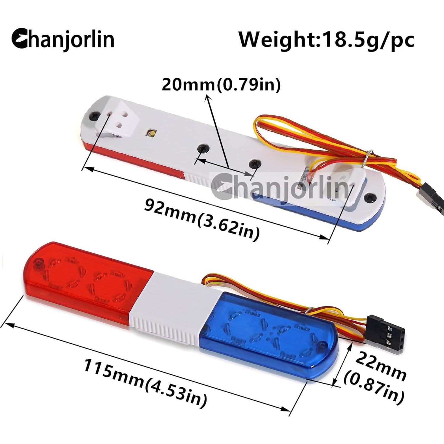 Luces LED de Policía RC 1/10 Chanjorlin 115mm 9 Modos Intermitentes
