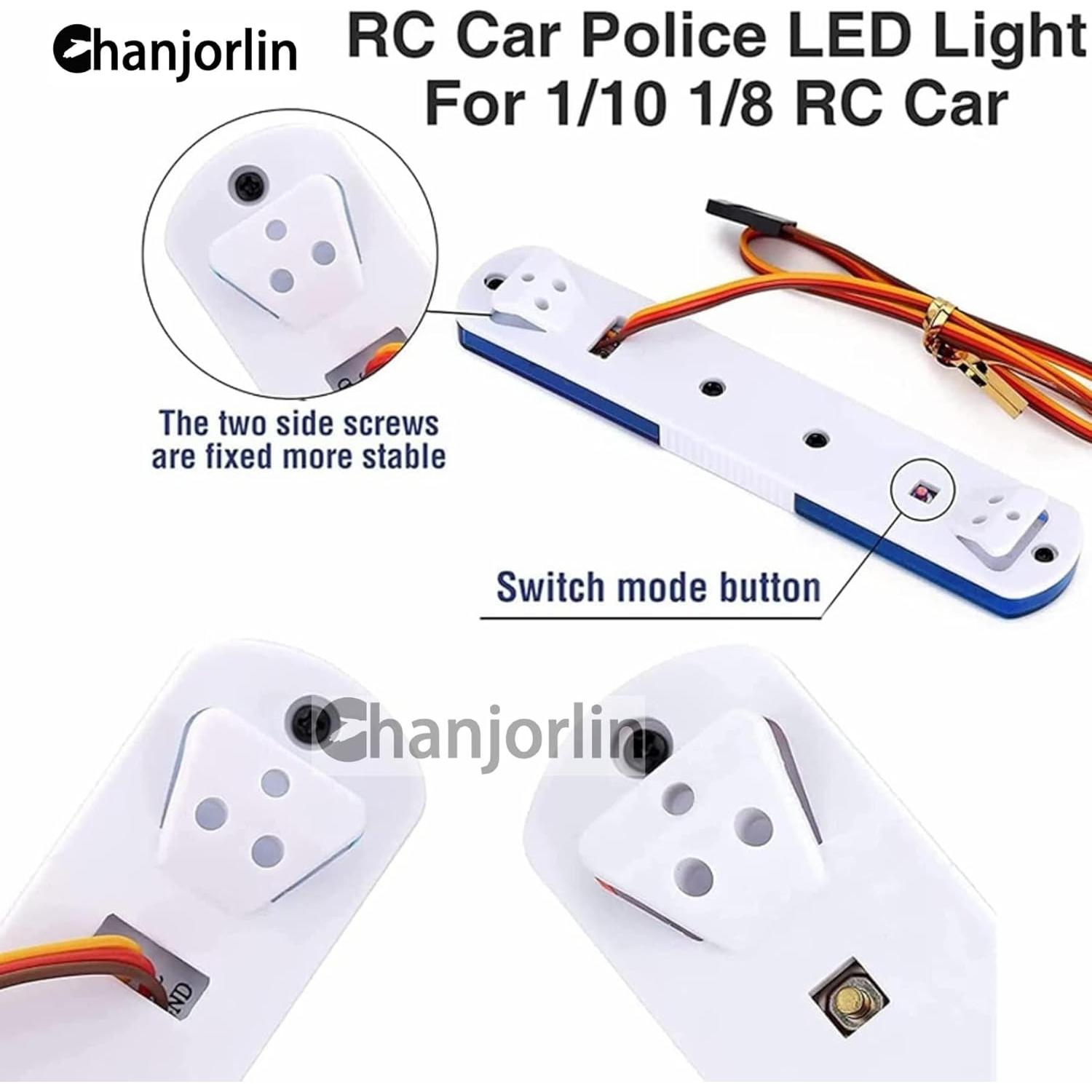 Luces LED de Policía RC 1/10 Chanjorlin 115mm 9 Modos Intermitentes