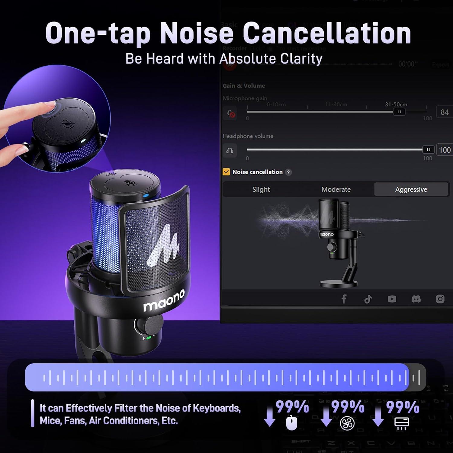 Micrófono Inalámbrico MAONO DM40 USB con Cancelación de Ruido