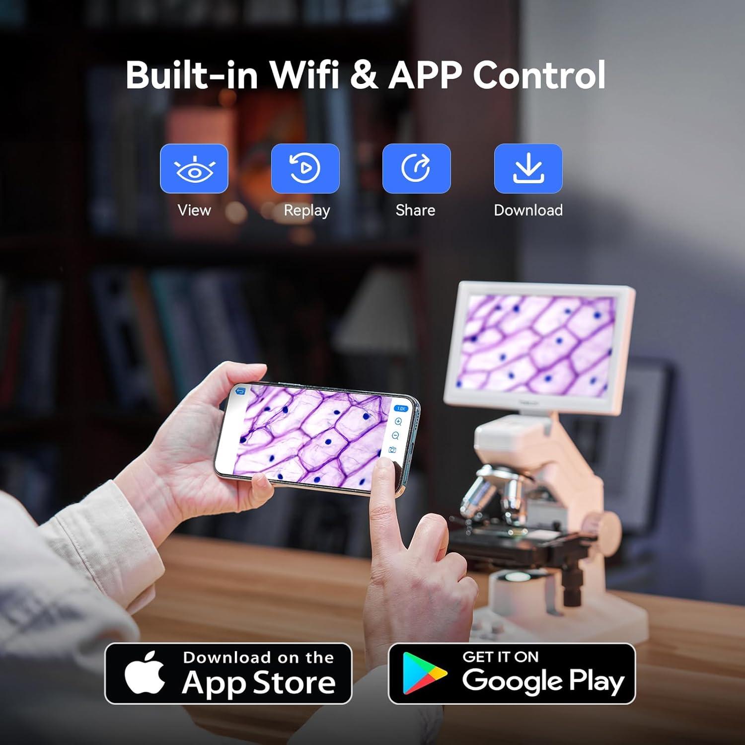 Microscopio Digital TOMLOV DM301 Max con Pantalla 7" y WiFi