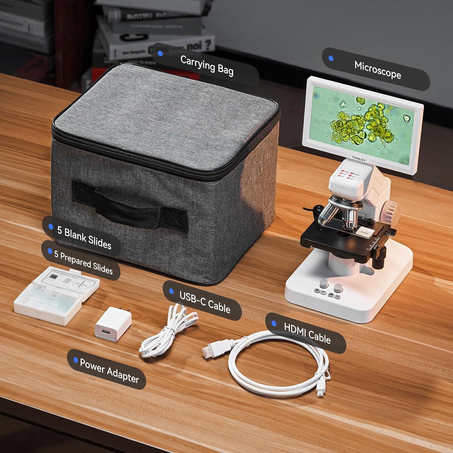 Microscopio Digital TOMLOV DM301 Max con Pantalla 7" y WiFi