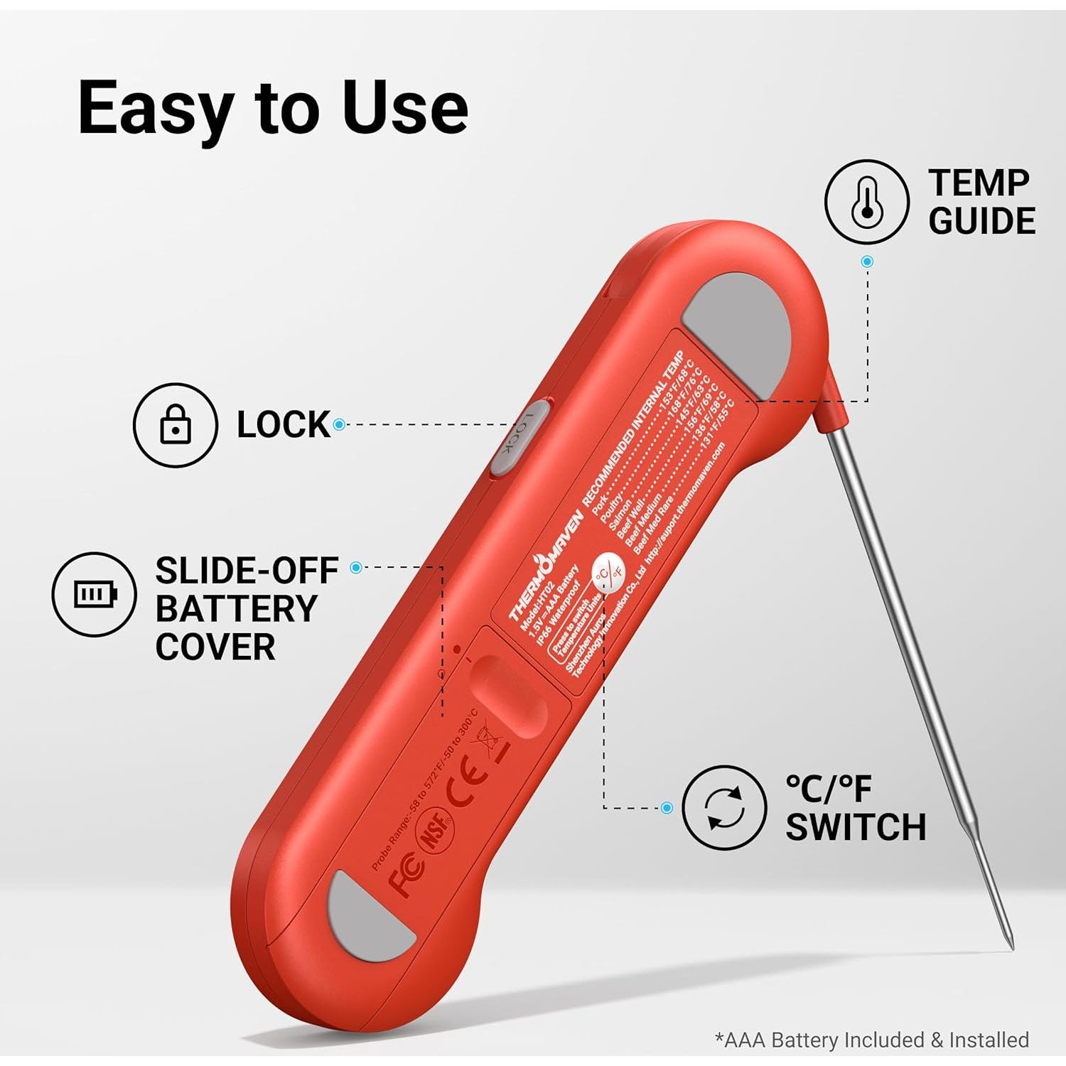 Termómetro Digital de Carne ThermoMaven HT02 Rojo 100% Impermeable