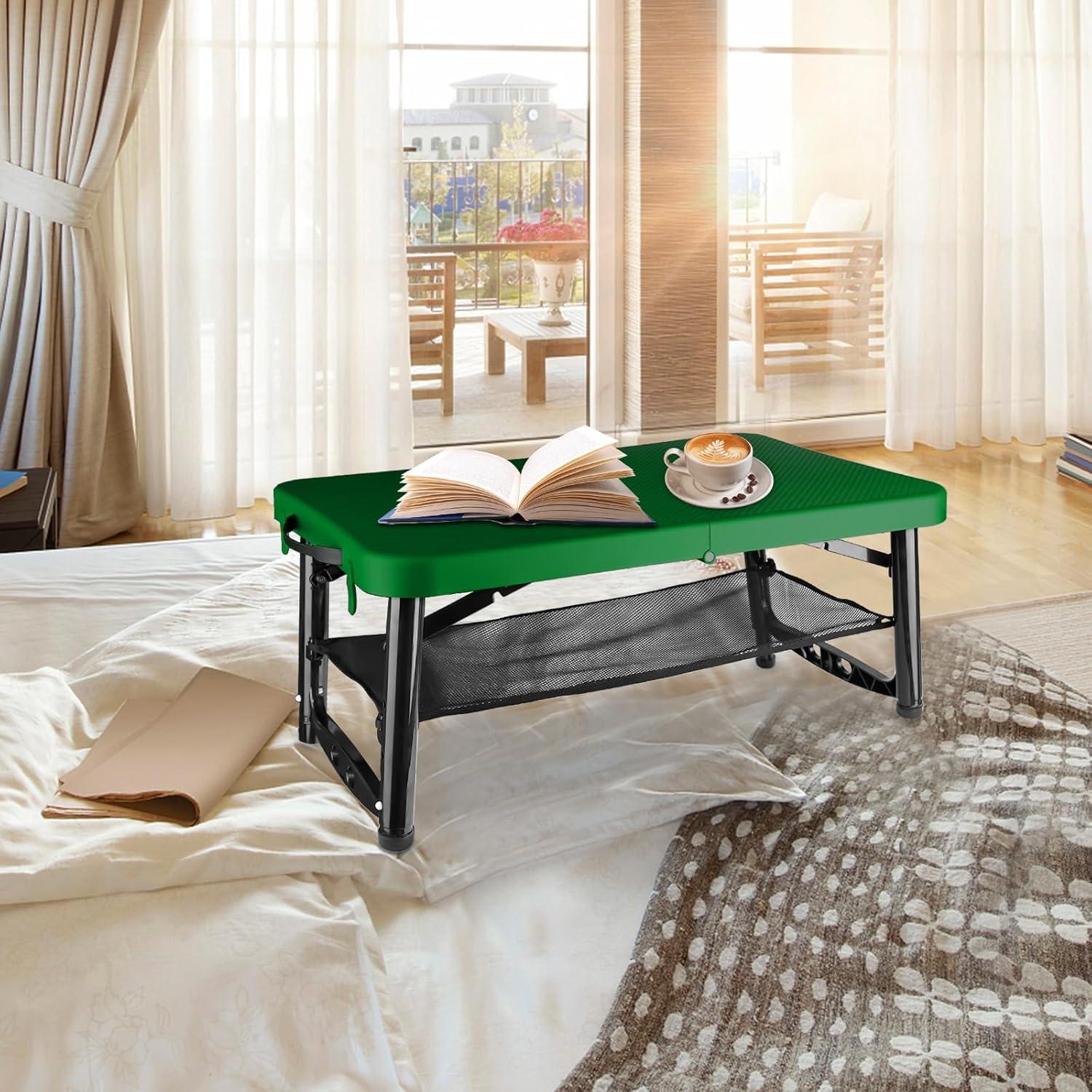 Mesa Plegable ZTMT Verde 4 Pies Altura Ajustable 2 en 1