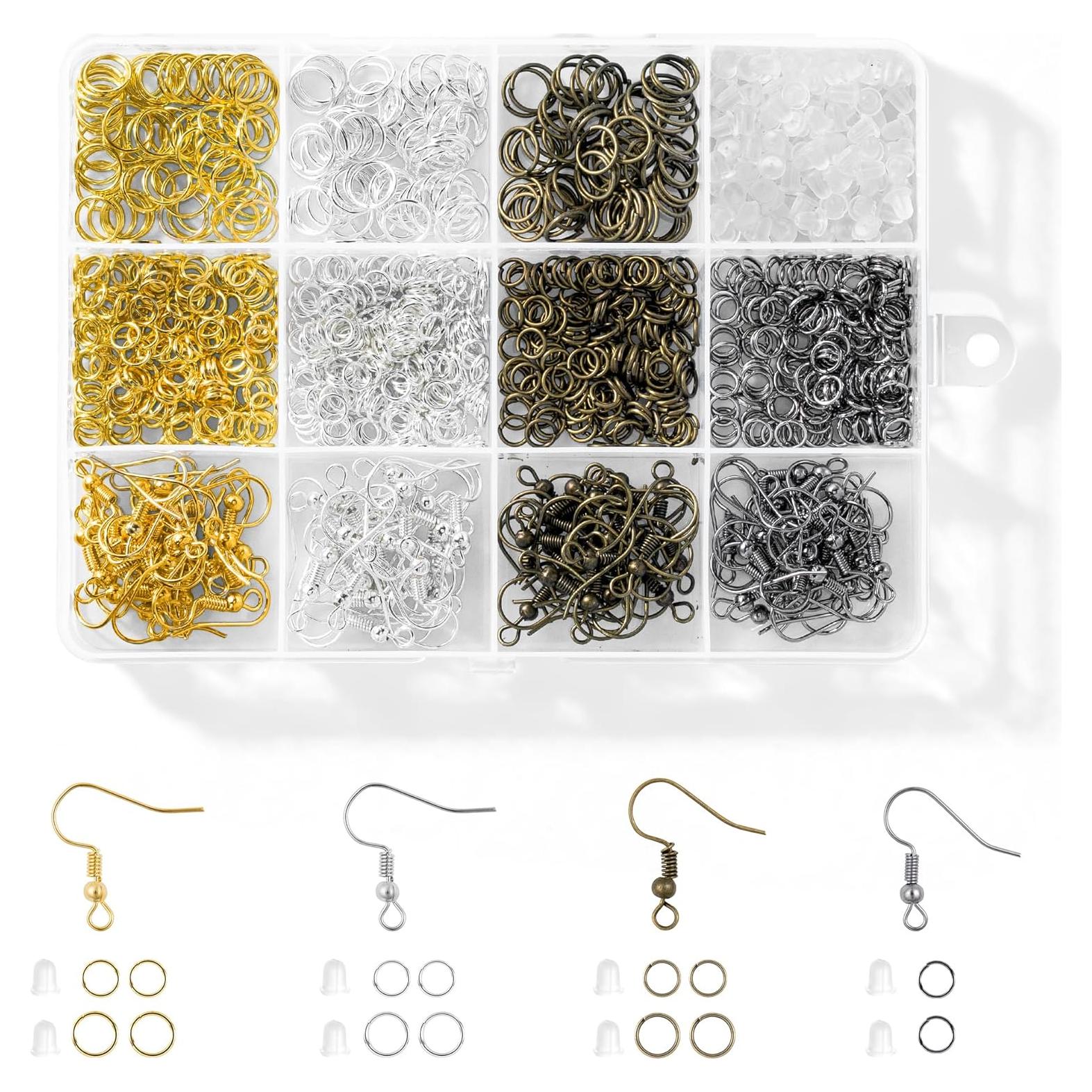 Kit de Ganchos de Aretes Nkwuire 890 Piezas Hipoalergénicos