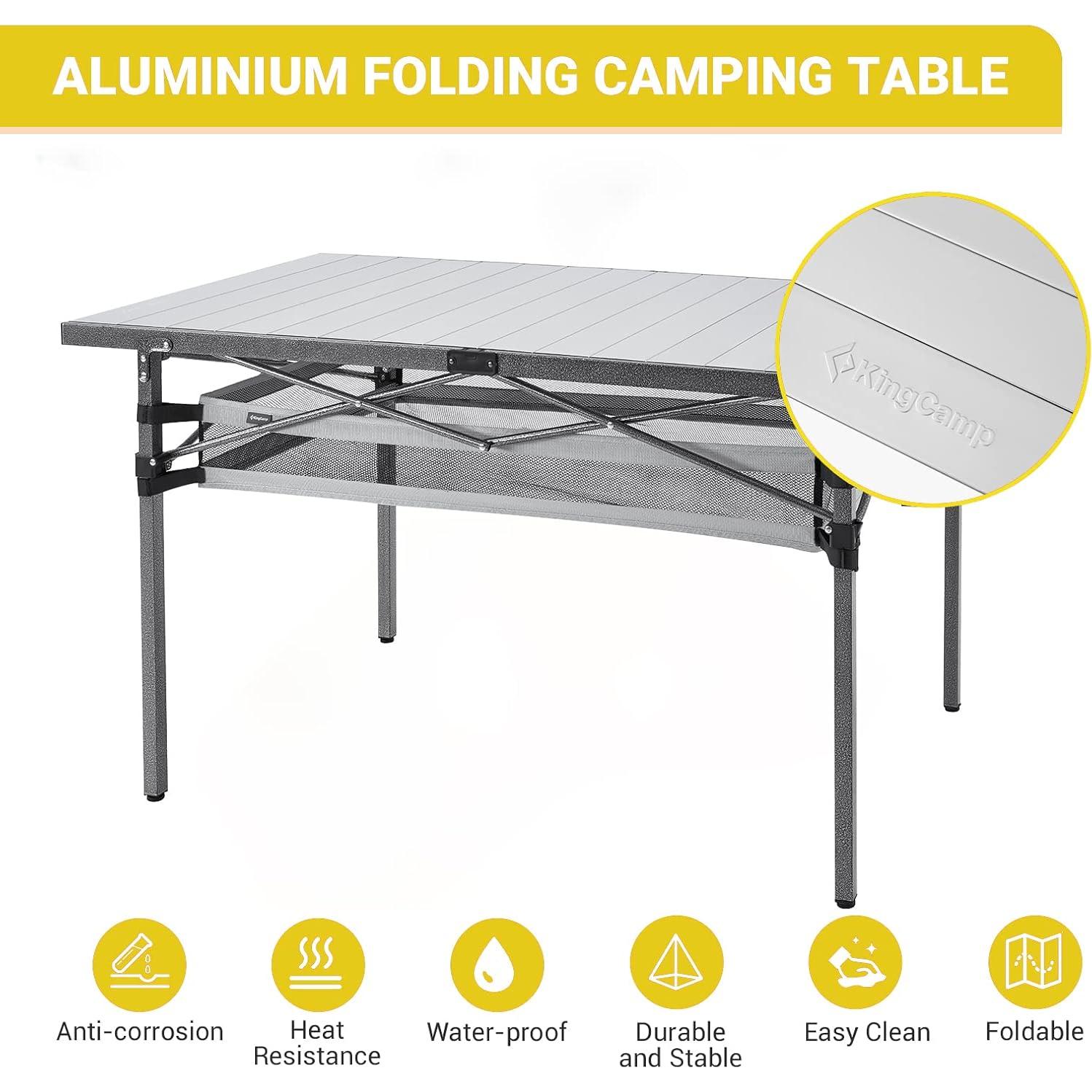 Mesa Plegable KingCamp Aluminio 4-6 Personas con Bolsa
