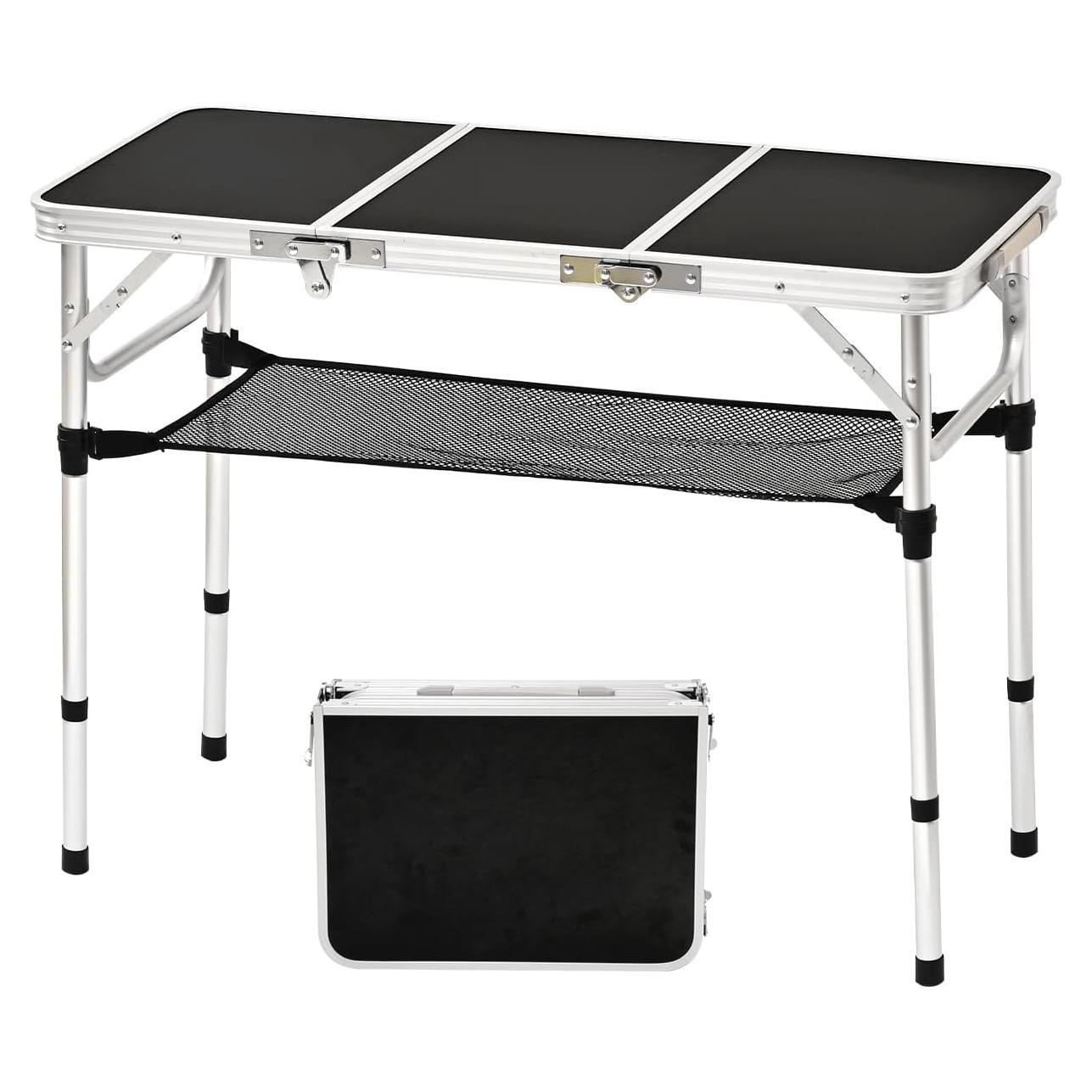 Mesa de Picnic Plegable YihuiKo Yi-3 Negra 3 Alturas Ajustables