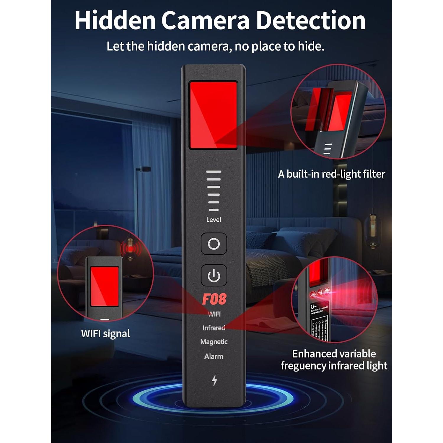 Detector de Cámaras Ocultas 6 en 1 OBSITWY XP-08 - Seguridad Viajes