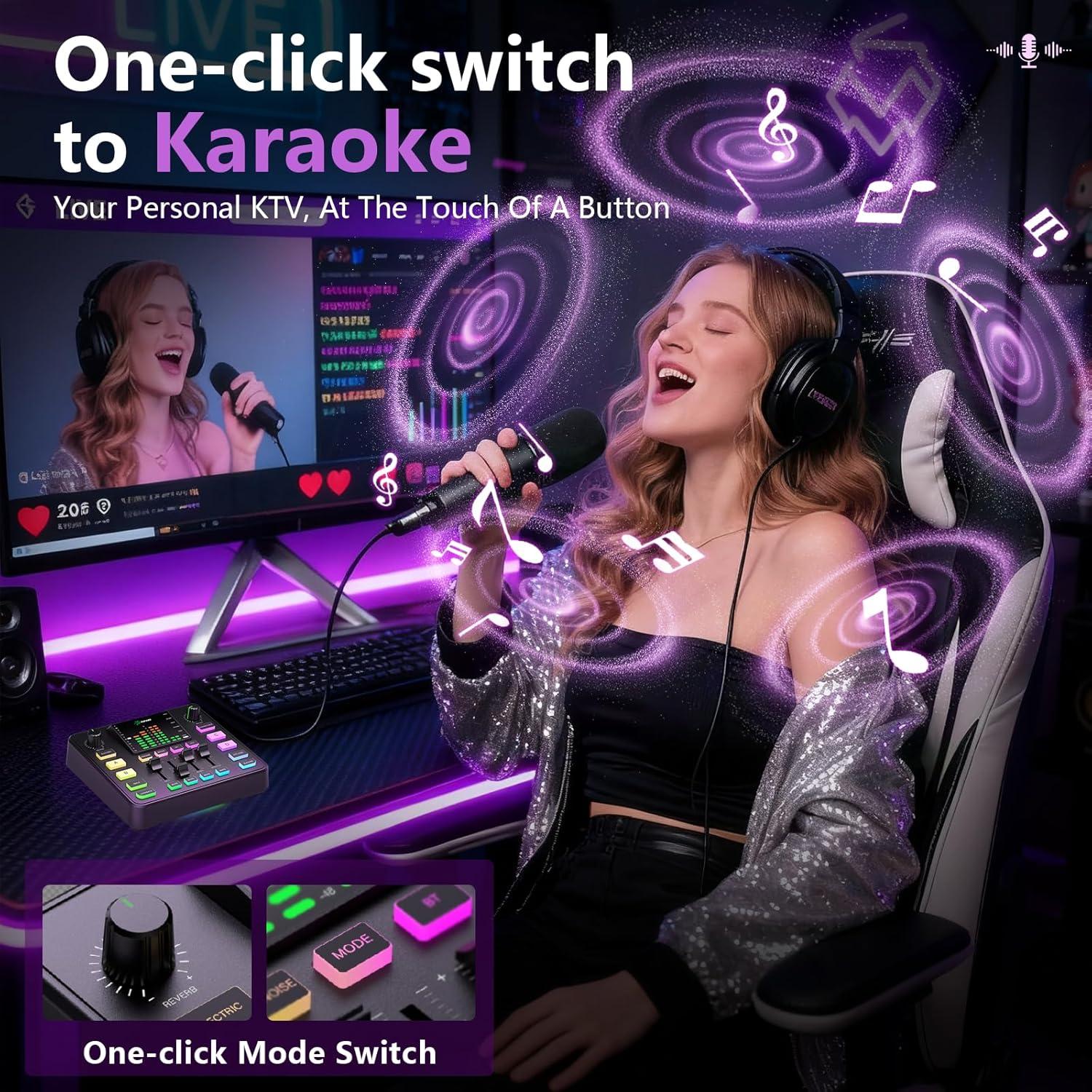 Mezclador de Audio Gaming Pupgsis T12S-B USB con Bluetooth