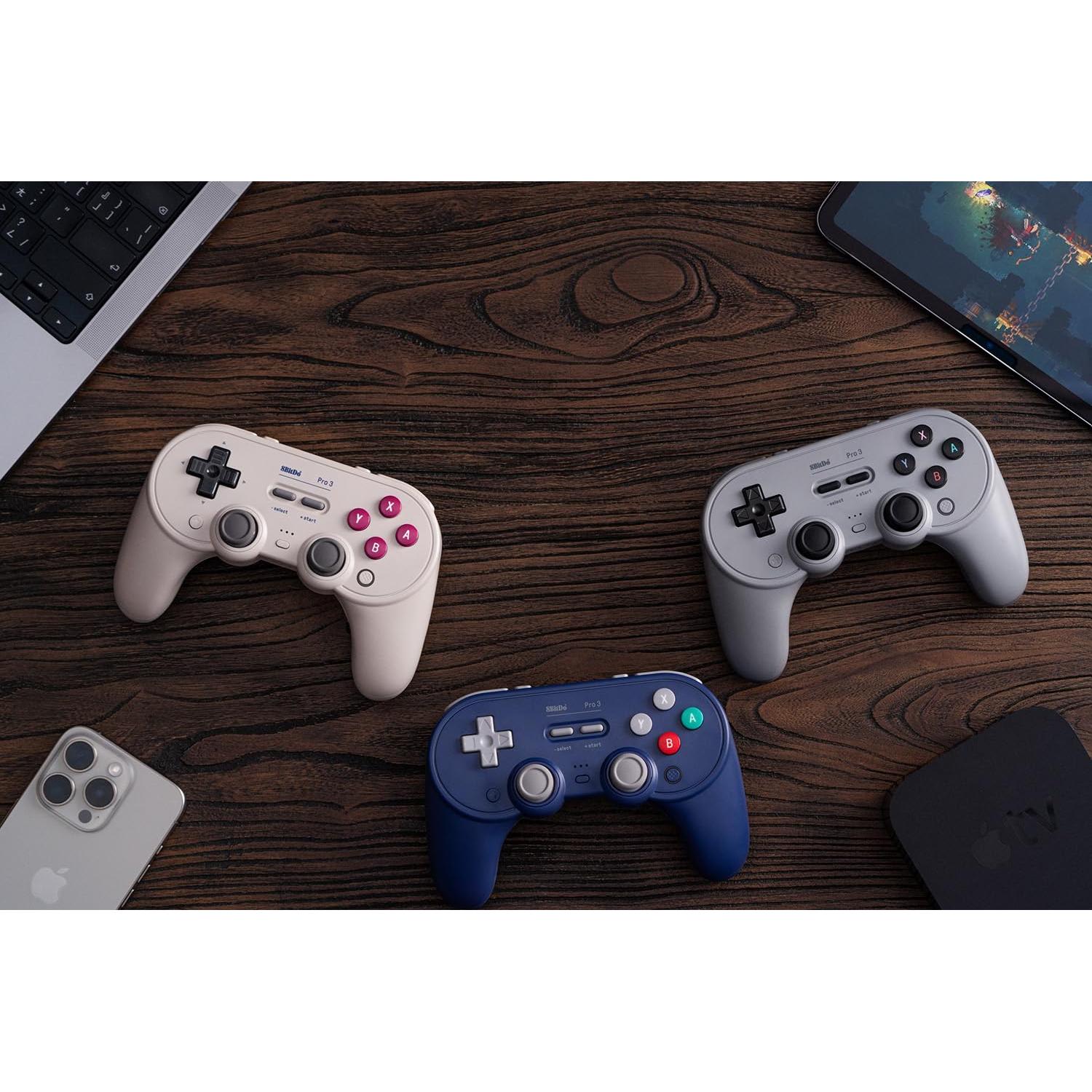 8BitDo Pro 3 Bluetooth Gamepad, Compatible with Switch 1/2, PC, Apple, SteamOS, Android, TMR Joysticks, Hall Effect Triggers, Magnetic Buttons (G Classic)