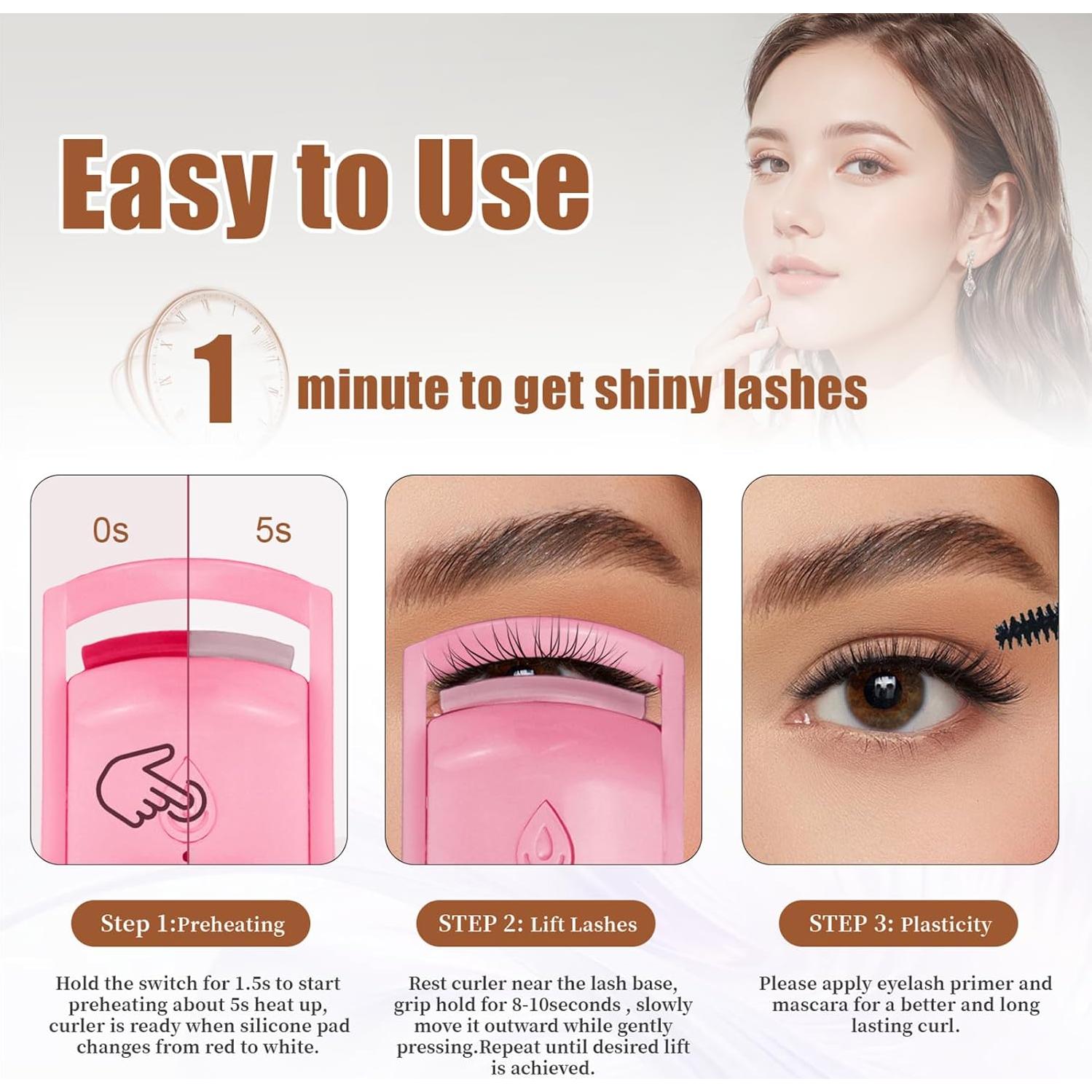 Rizador de Pestañas Calentado F BOMB Rosa L - 24H Duración