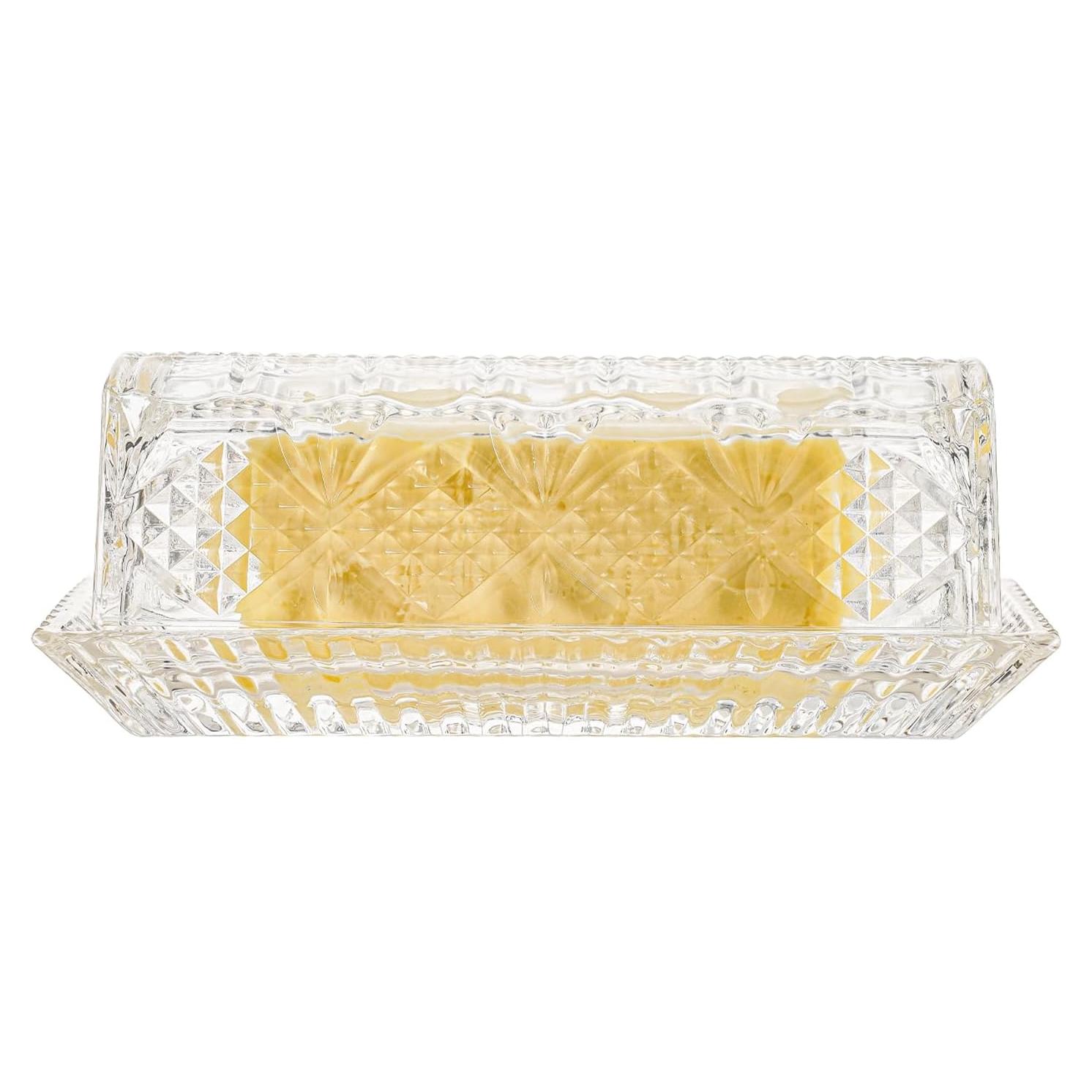 Plato de Mantequilla de Vidrio PYVYLO 17.5 cm con Tapa