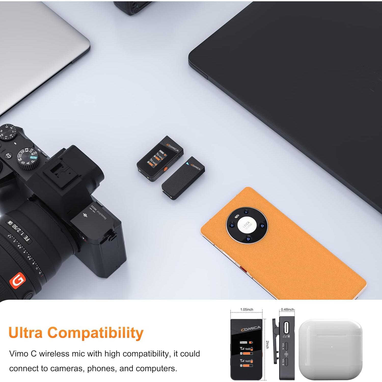 Micrófono Lavalier Inalámbrico COMICA Vimo C1 con Cancelación de Ruido