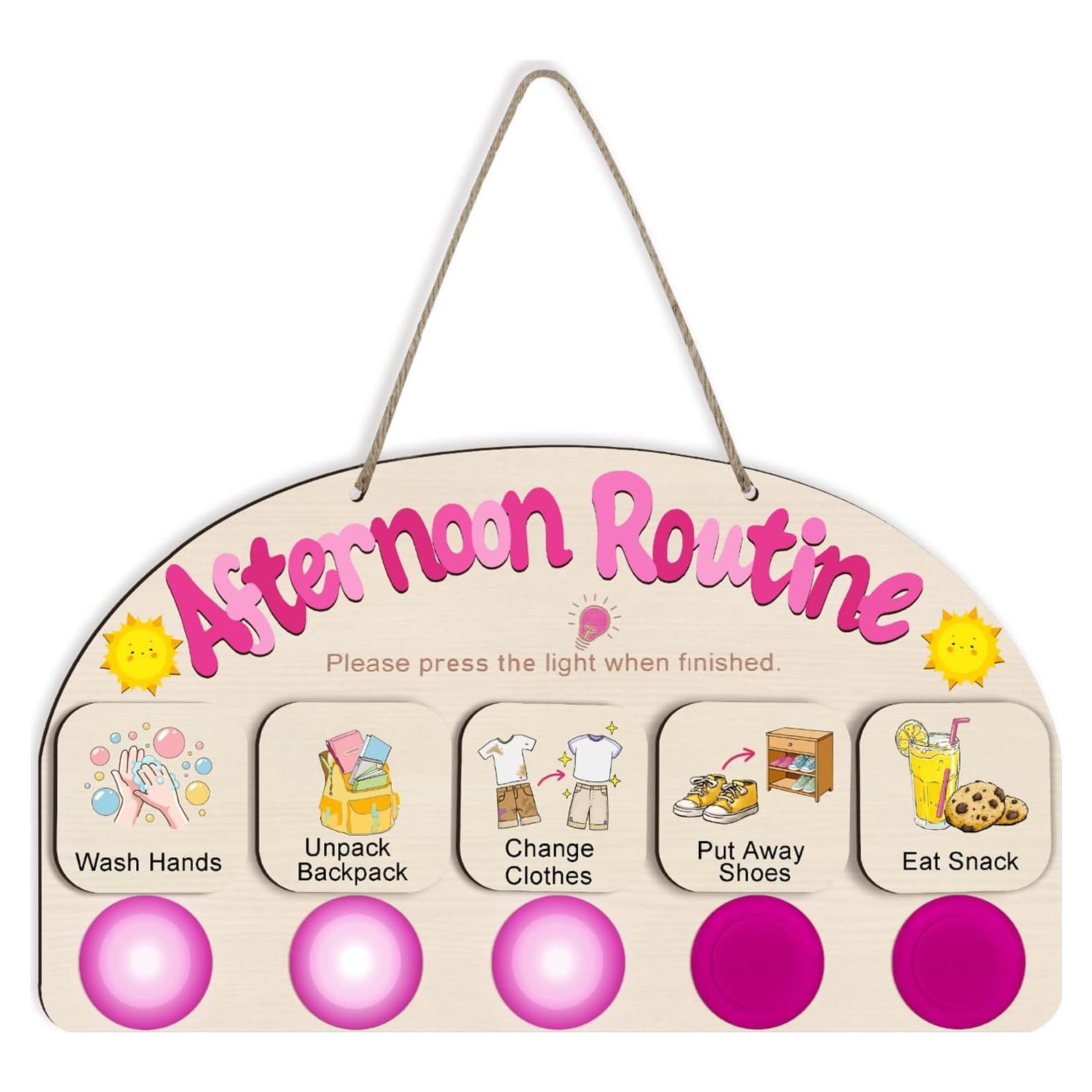 Tabla de Rutina de Tarde AINBIN para Niños con 5 Luces Táctiles