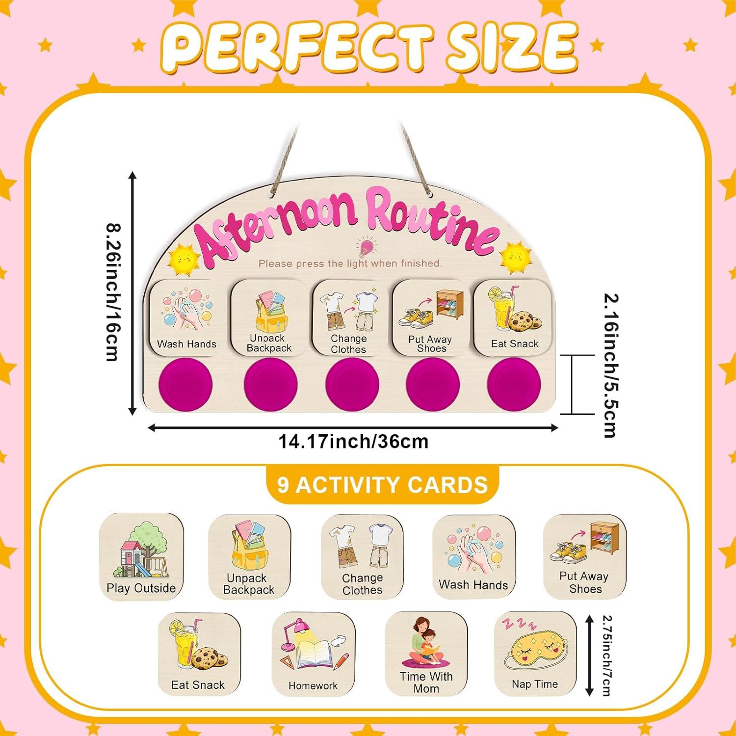 Tabla de Rutina de Tarde AINBIN para Niños con 5 Luces Táctiles