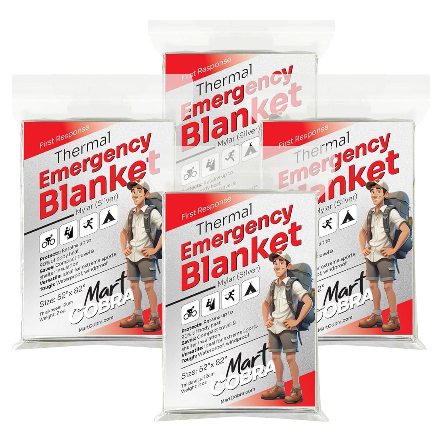 Manta de Emergencia Mart Cobra 4-Pack Mylar Térmicas 213x132cm