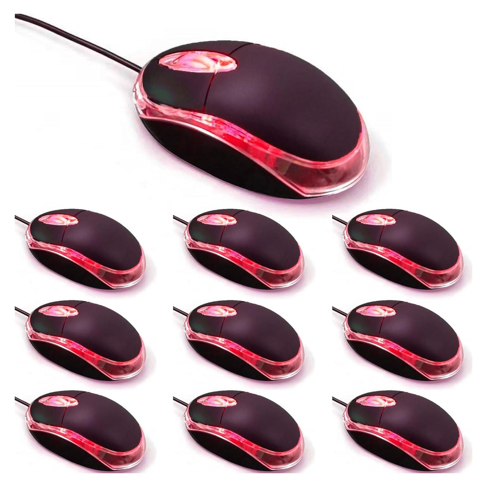 Paquete de 10 Ratones Ópticos USB Ergonómicos Guiheng Negro