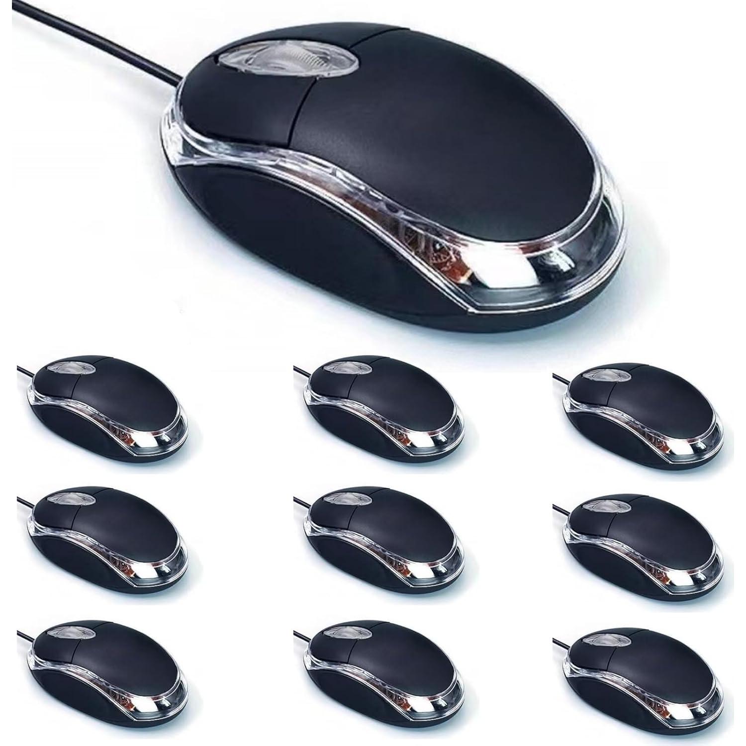 Paquete de 10 Ratones Ópticos USB Ergonómicos Guiheng Negro