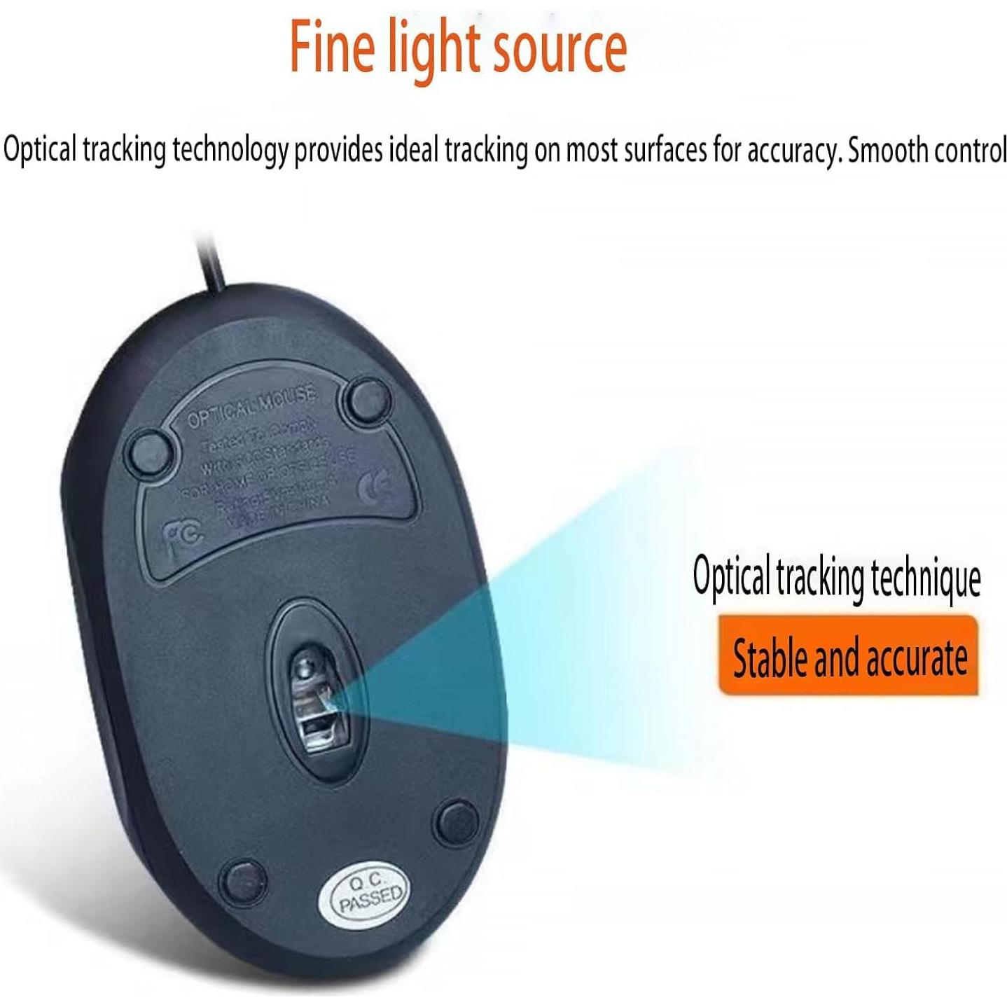 Paquete de 10 Ratones Ópticos USB Ergonómicos Guiheng Negro